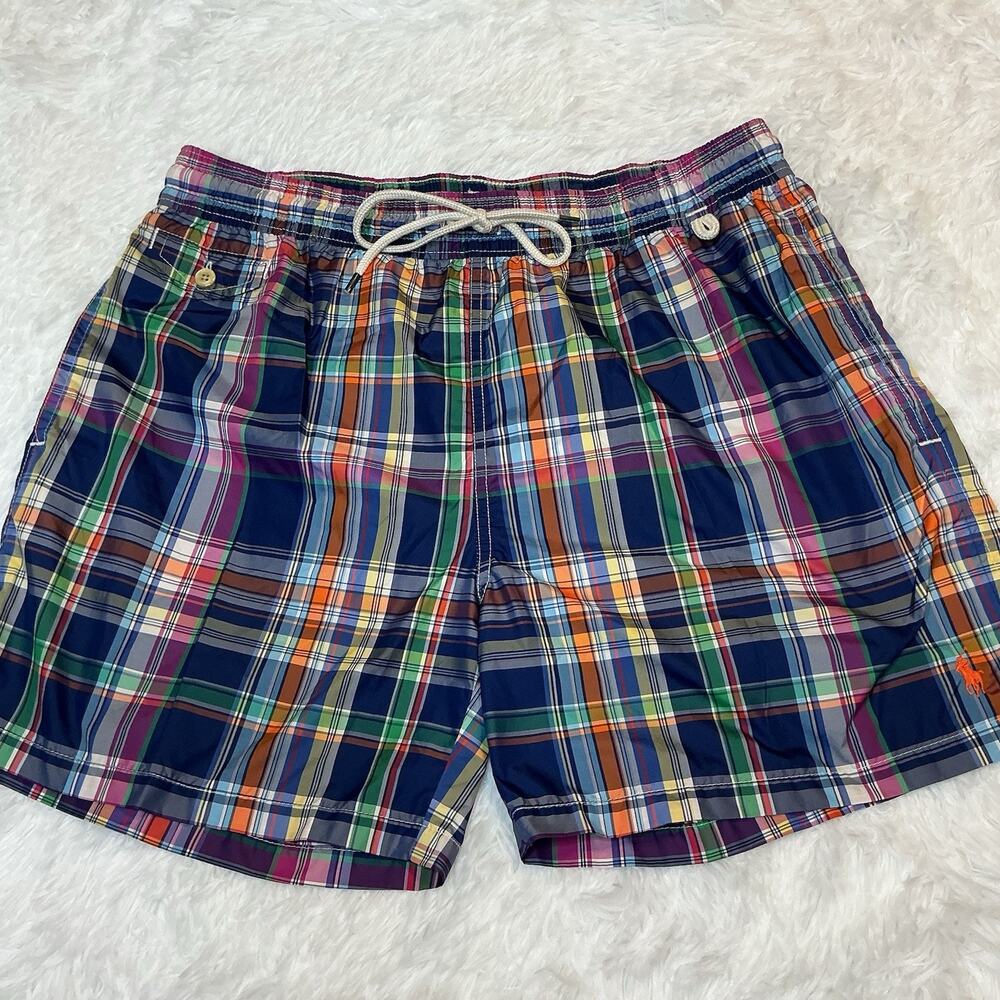 Polo Ralph Lauren Plaid Men’s Xl Board Swim Trunks With Mesh